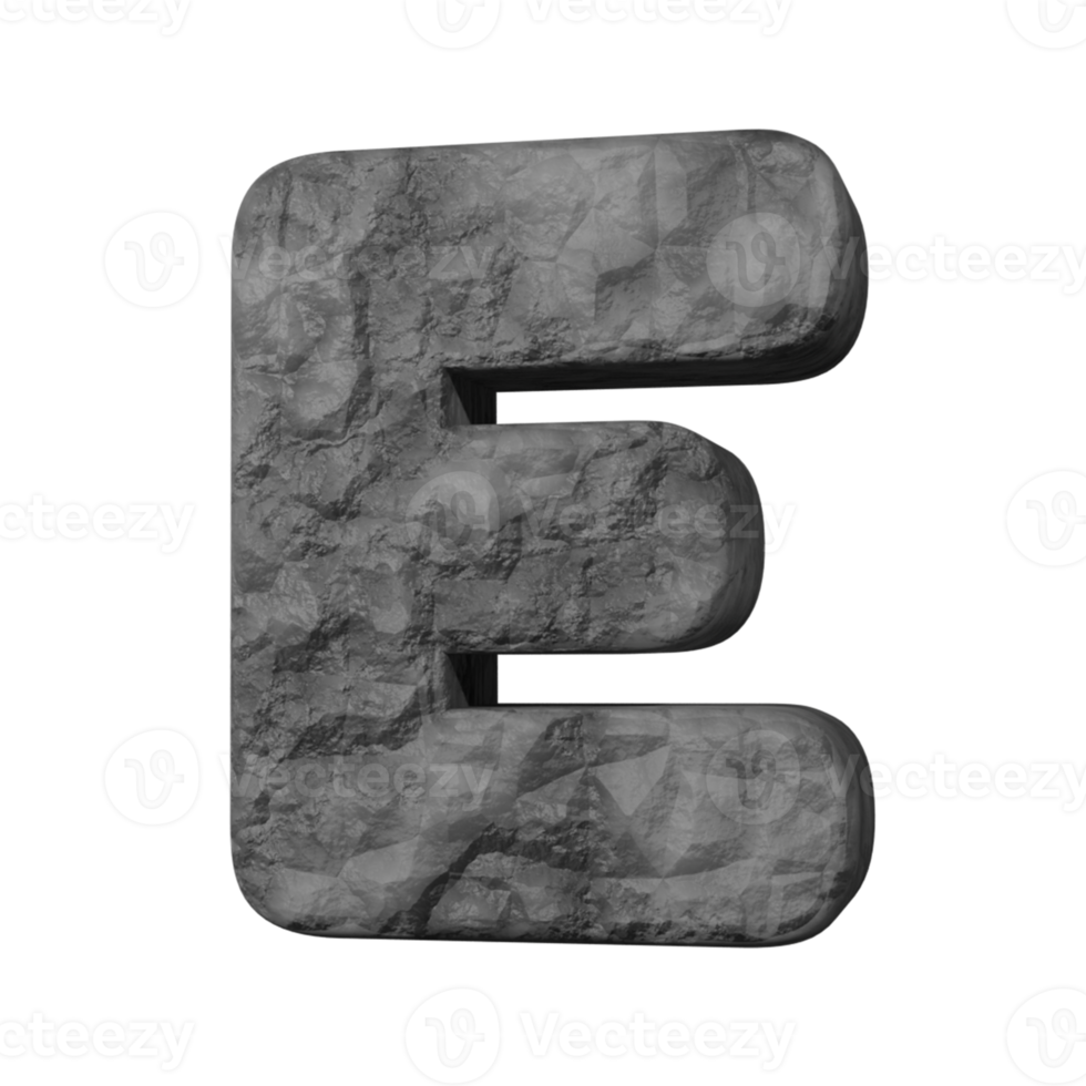 stone text effect letter E. 3d render png