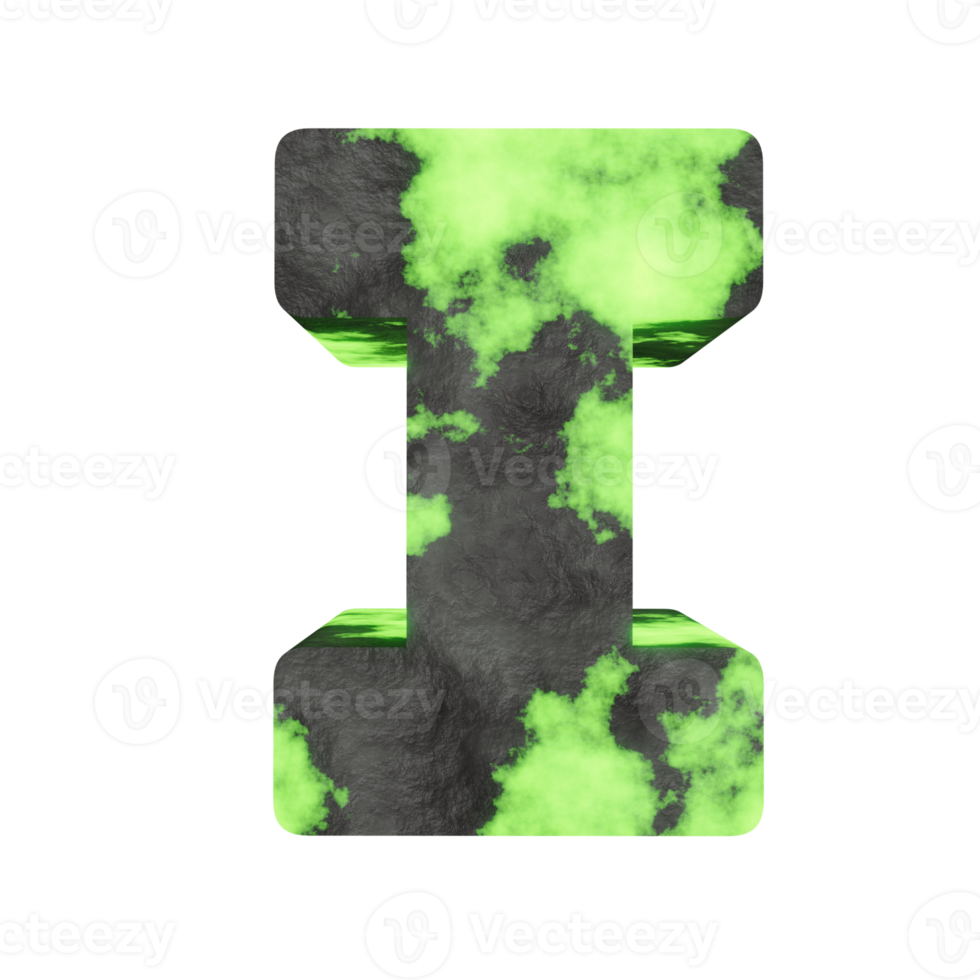uranium text effect letter I. 3d render png