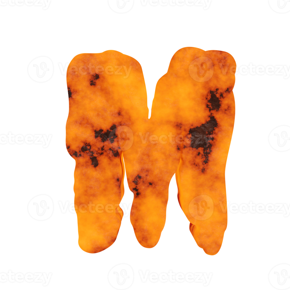 lava text effect letter M. 3d render png