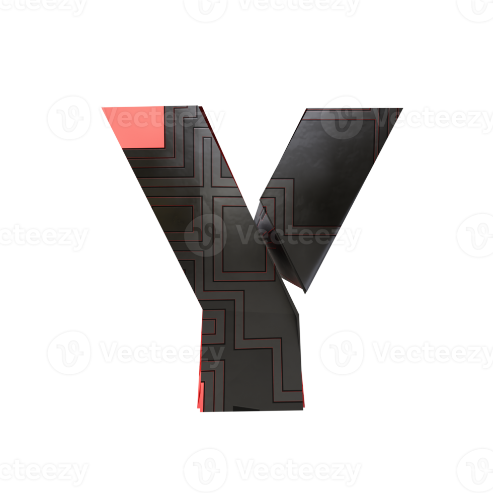 sci-fi text effect letter Y. 3d render png