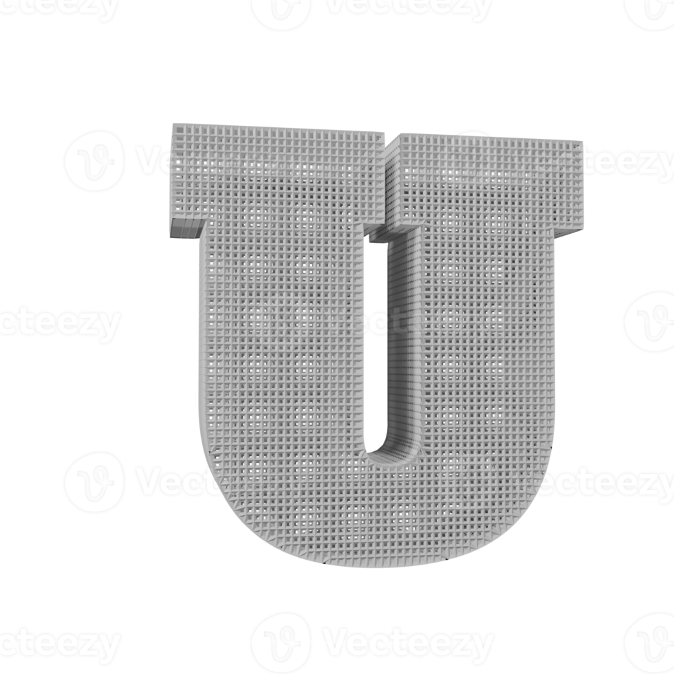 wireframe text effect letter Um. 3d render png