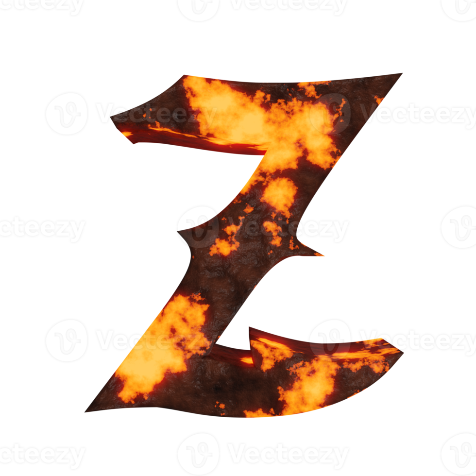 lava text effect letter Z. 3d render png