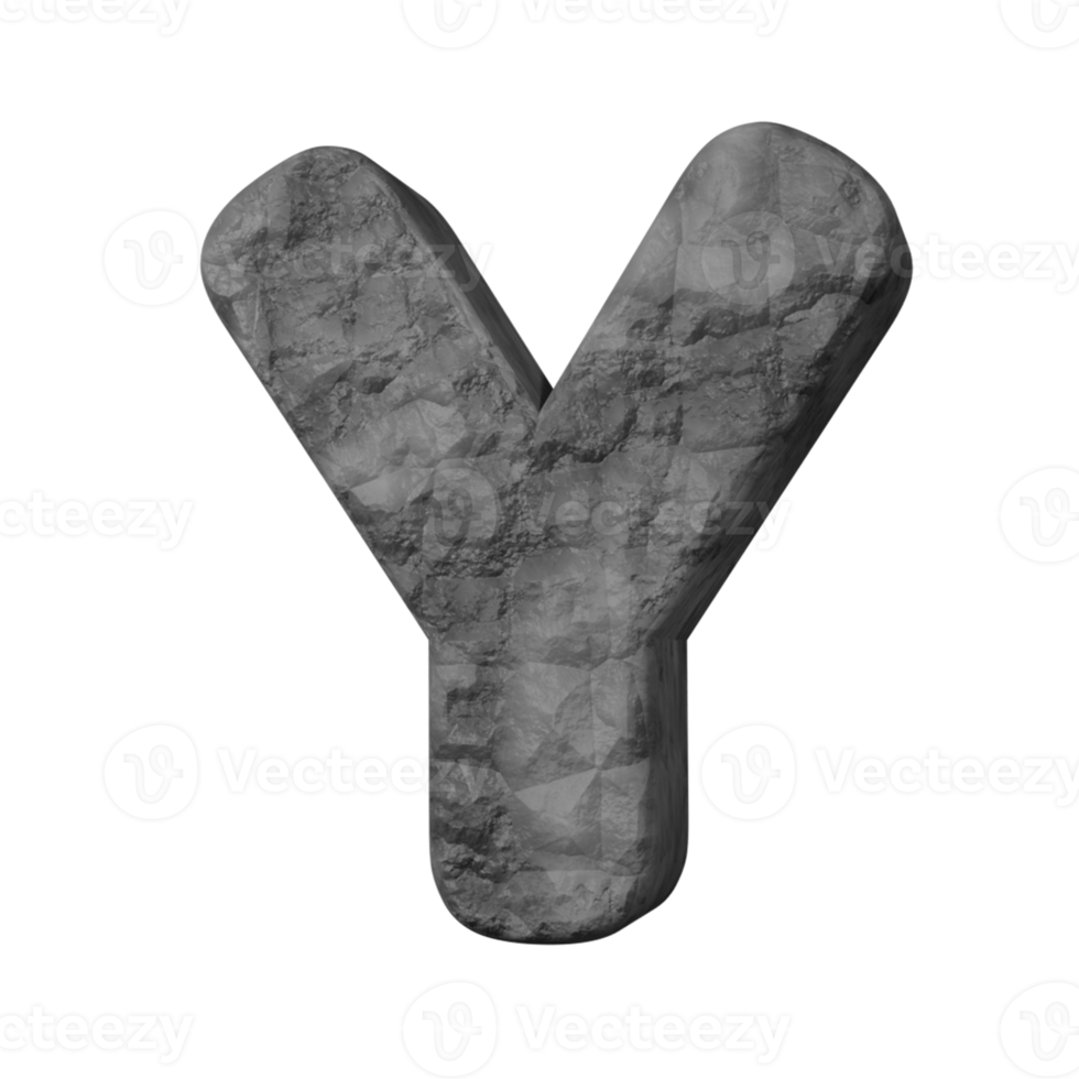 stone text effect letter Y. 3d render png