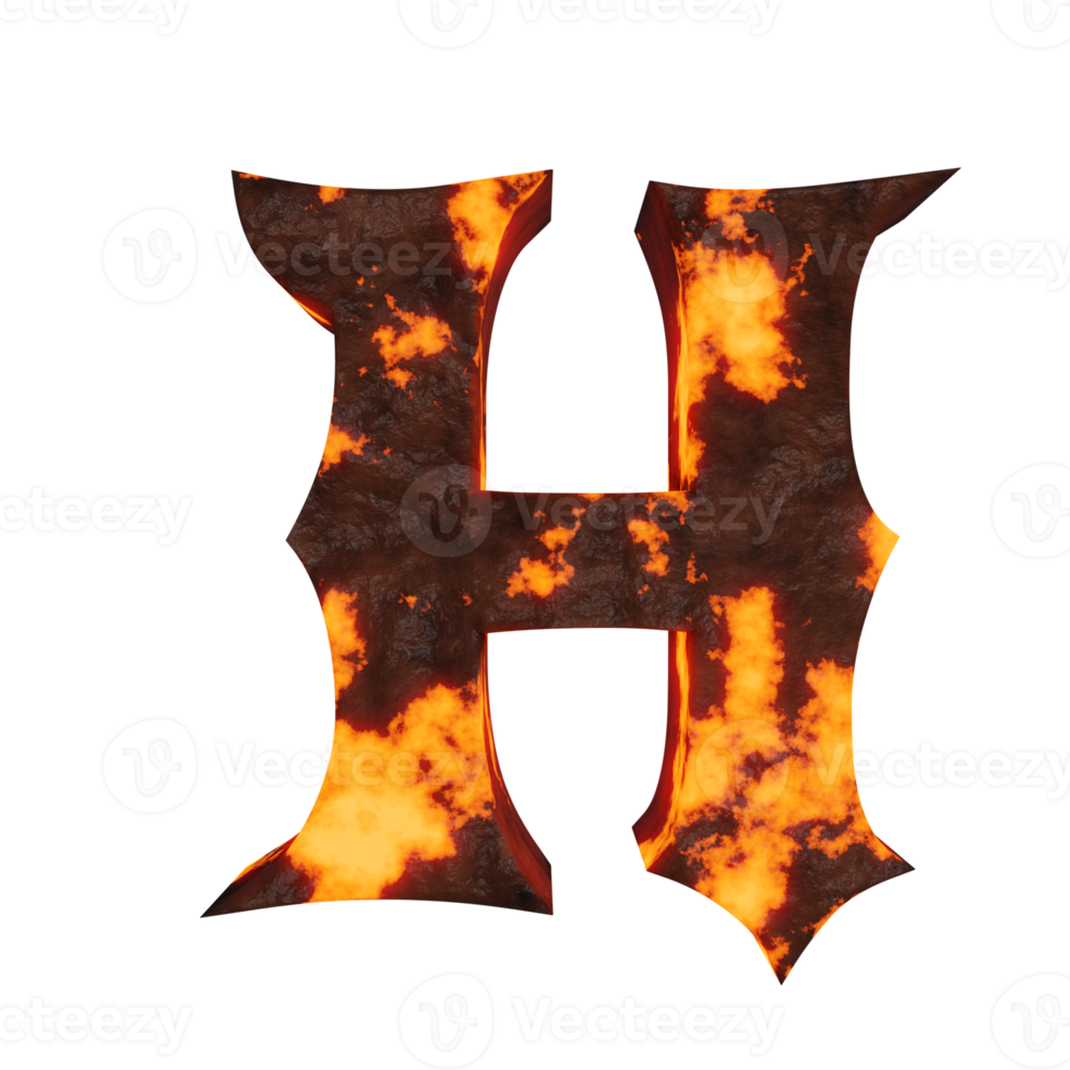 lava text effect letter H. 3d render png