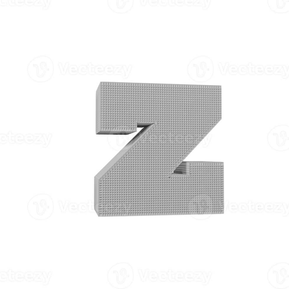 wireframe text effect letter z. 3d render png