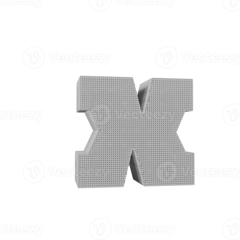 wireframe text effect letter x. 3d render png