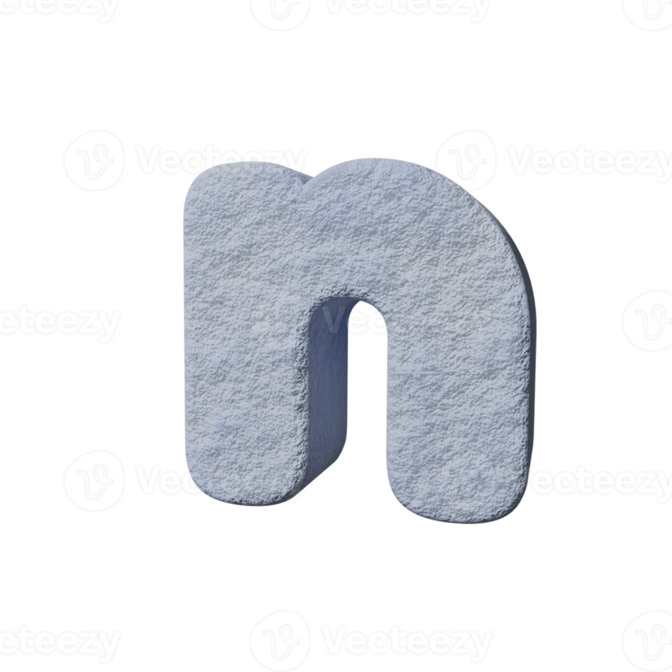 snow text effect letter n. 3d render png