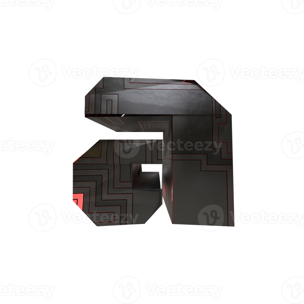 sci-fi text effect letter a. 3d render png