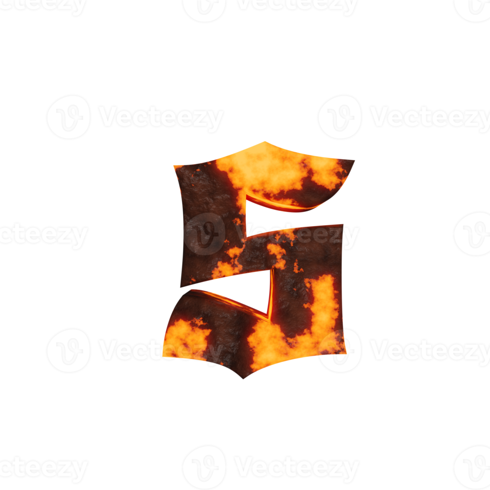 lava text effect letter s. 3d render png