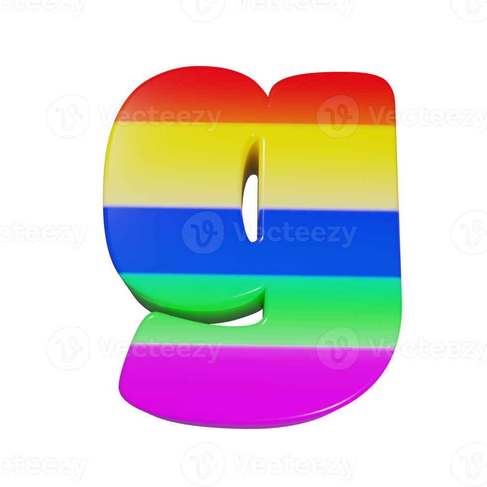 arcobaleno testo effetto lettera g. 3d rendere png