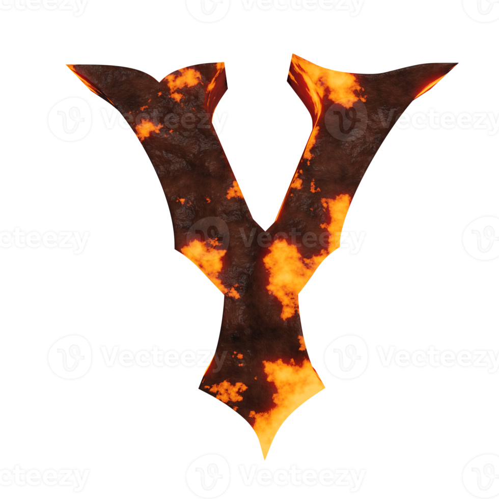 lava text effect letter Y. 3d render png