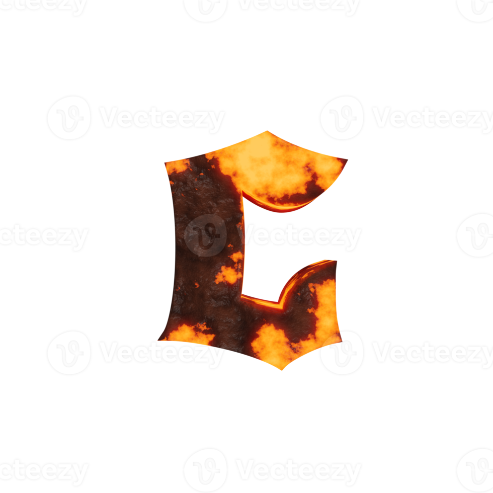 lava text effect letter c. 3d render png