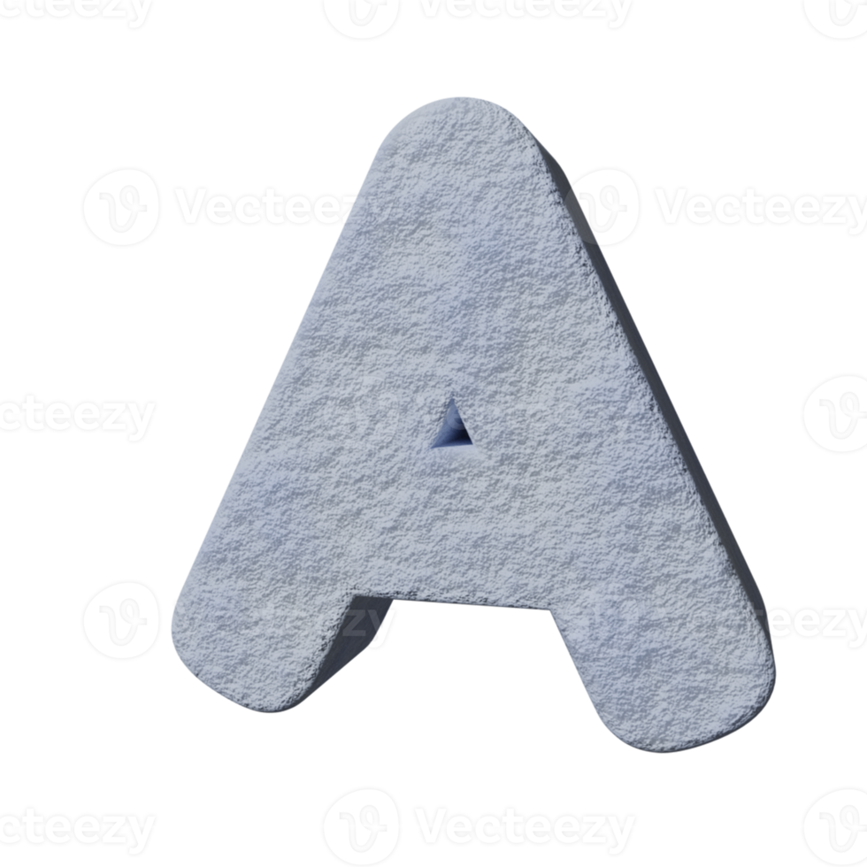 snow text effect letter A. 3d render png