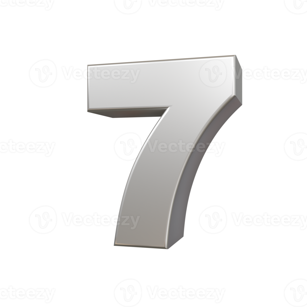 steel text effect number 7. 3d render png