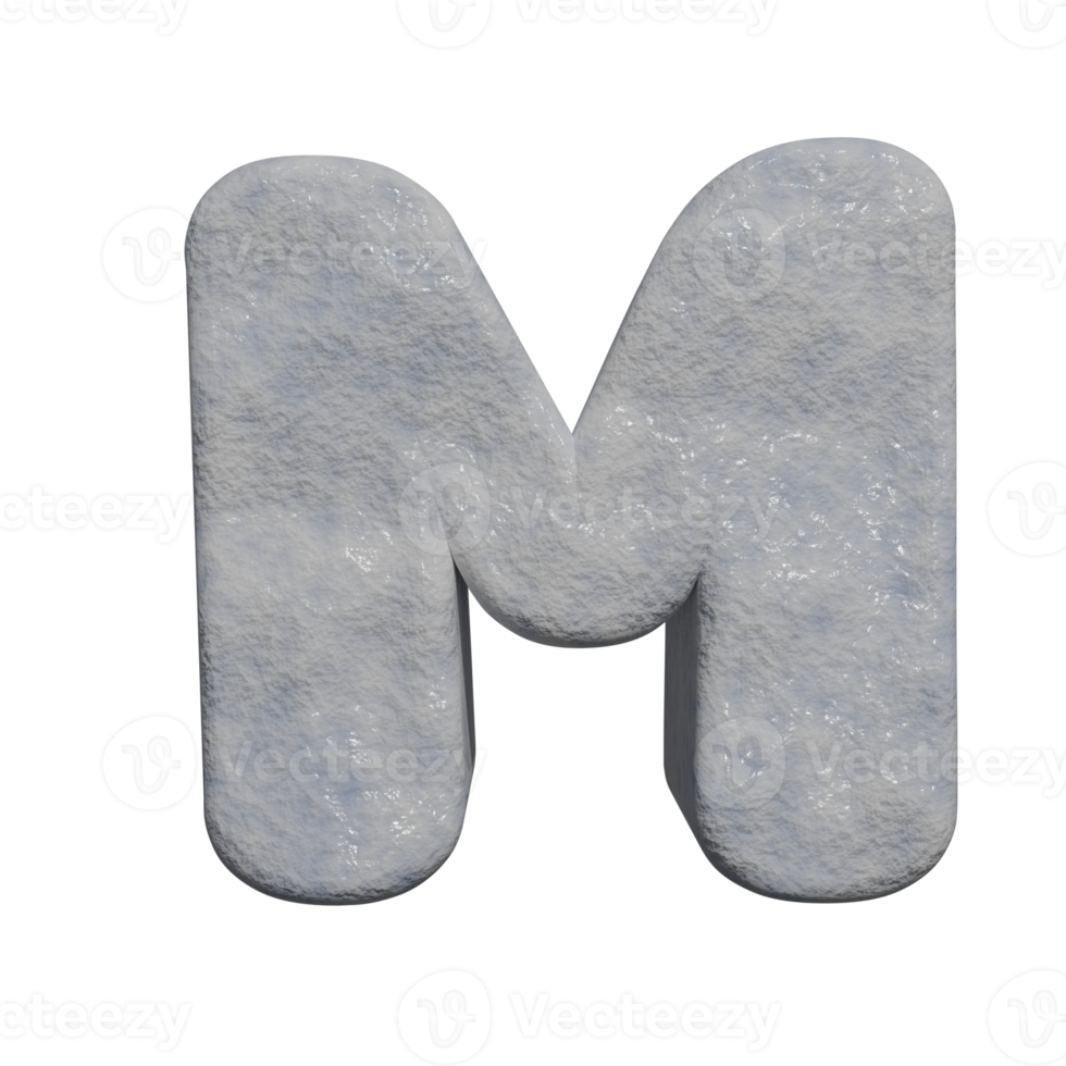 snow text effect letter M. 3d render png