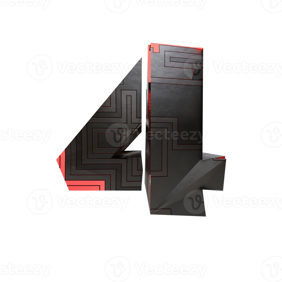 sci-fi text effect number 4. 3d render png