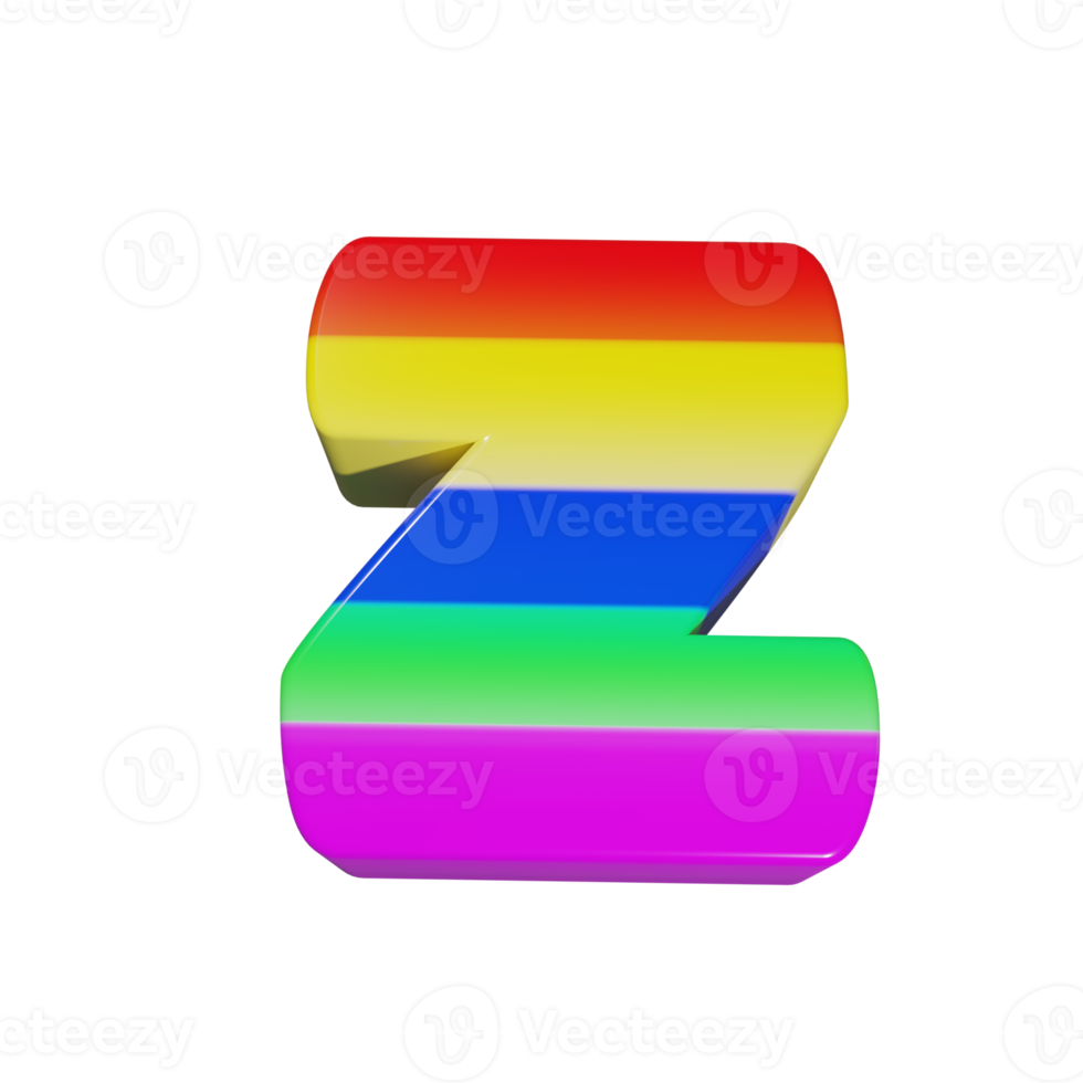 regenbogentexteffekt buchstabe z 3d rendern png