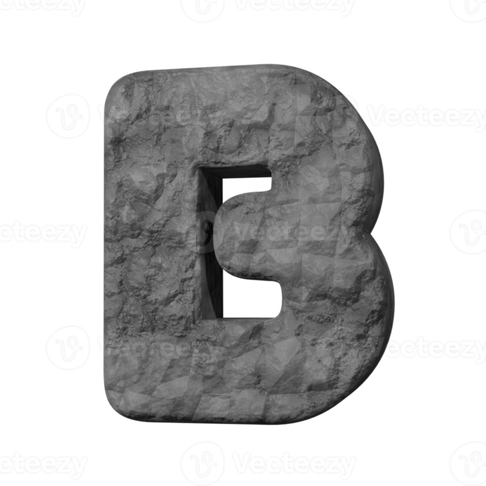 stone text effect letter B. 3d render png