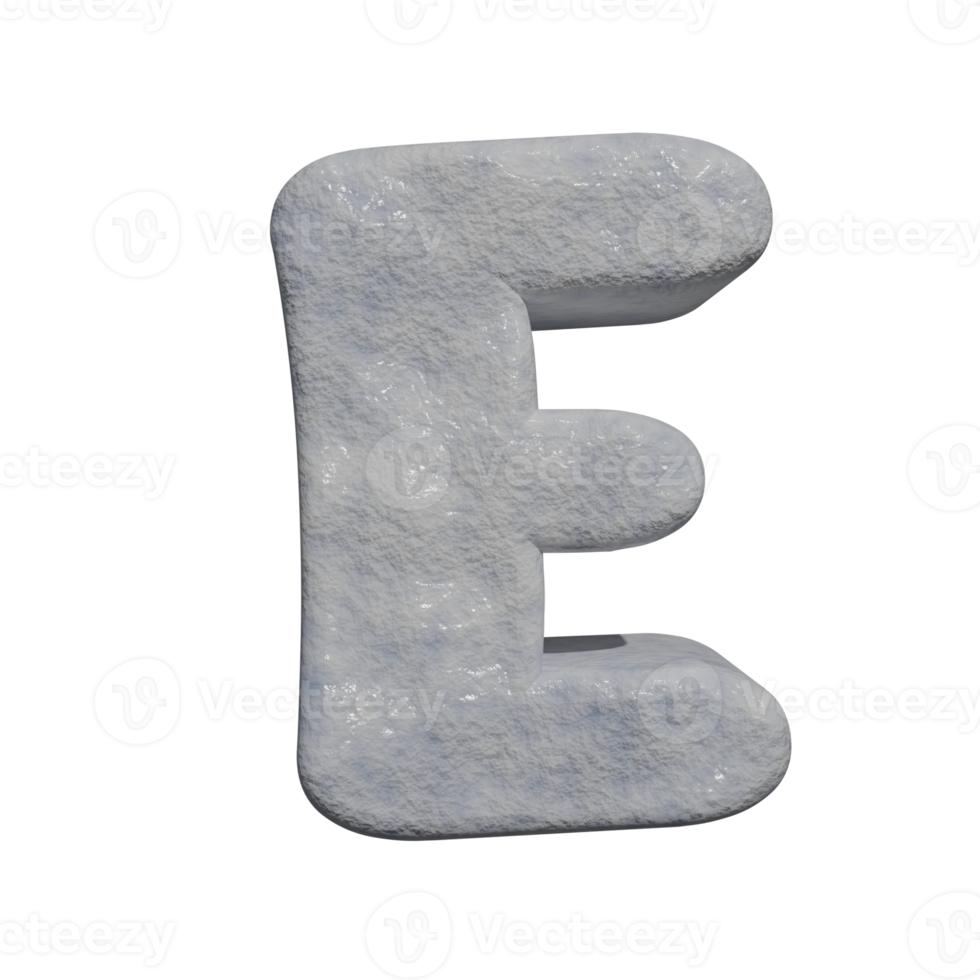 snow text effect letter E. 3d render png