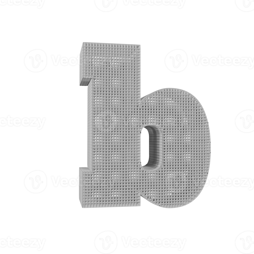 wireframe text effect letter b. 3d render png
