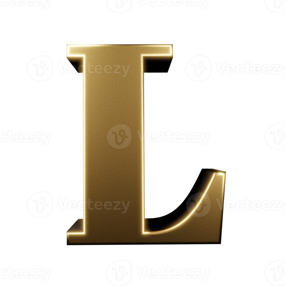 luxury text effect letter L. 3d render png