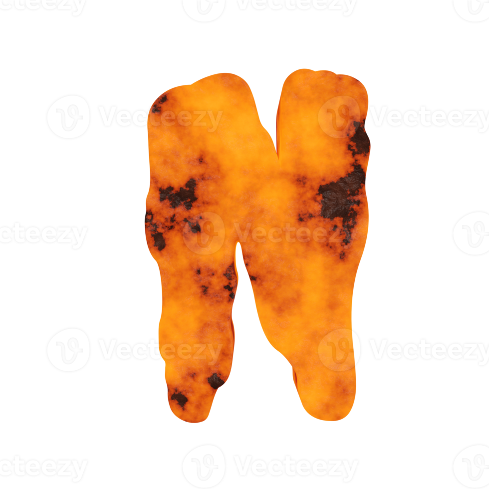 lava text effect letter N. 3d render png