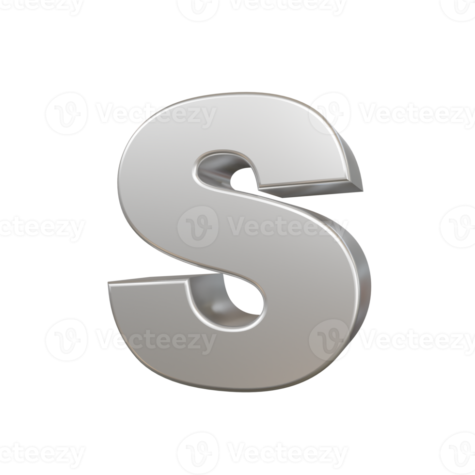 steel text effect letter S. 3d render png