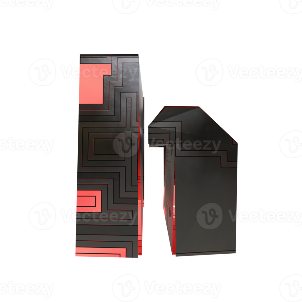 sci-fi text effect letter h. 3d render png