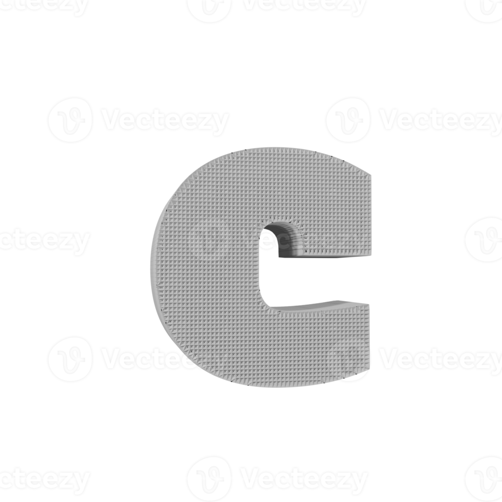 wireframe text effect letter c. 3d render png