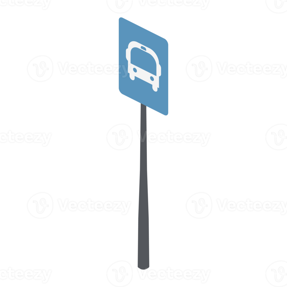 isometric bus stop traffic sign 3d universal scenary collection set png