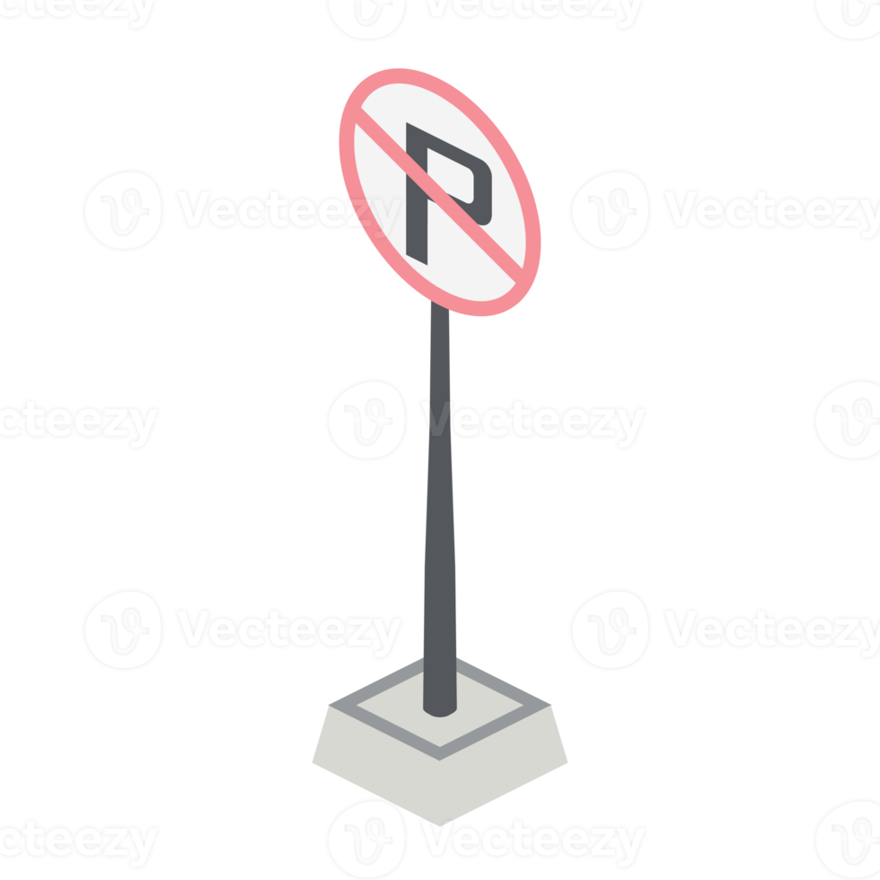 sinais de trânsito isométricos proíbem estacionamento conjunto de coleta de cenário universal 3d png