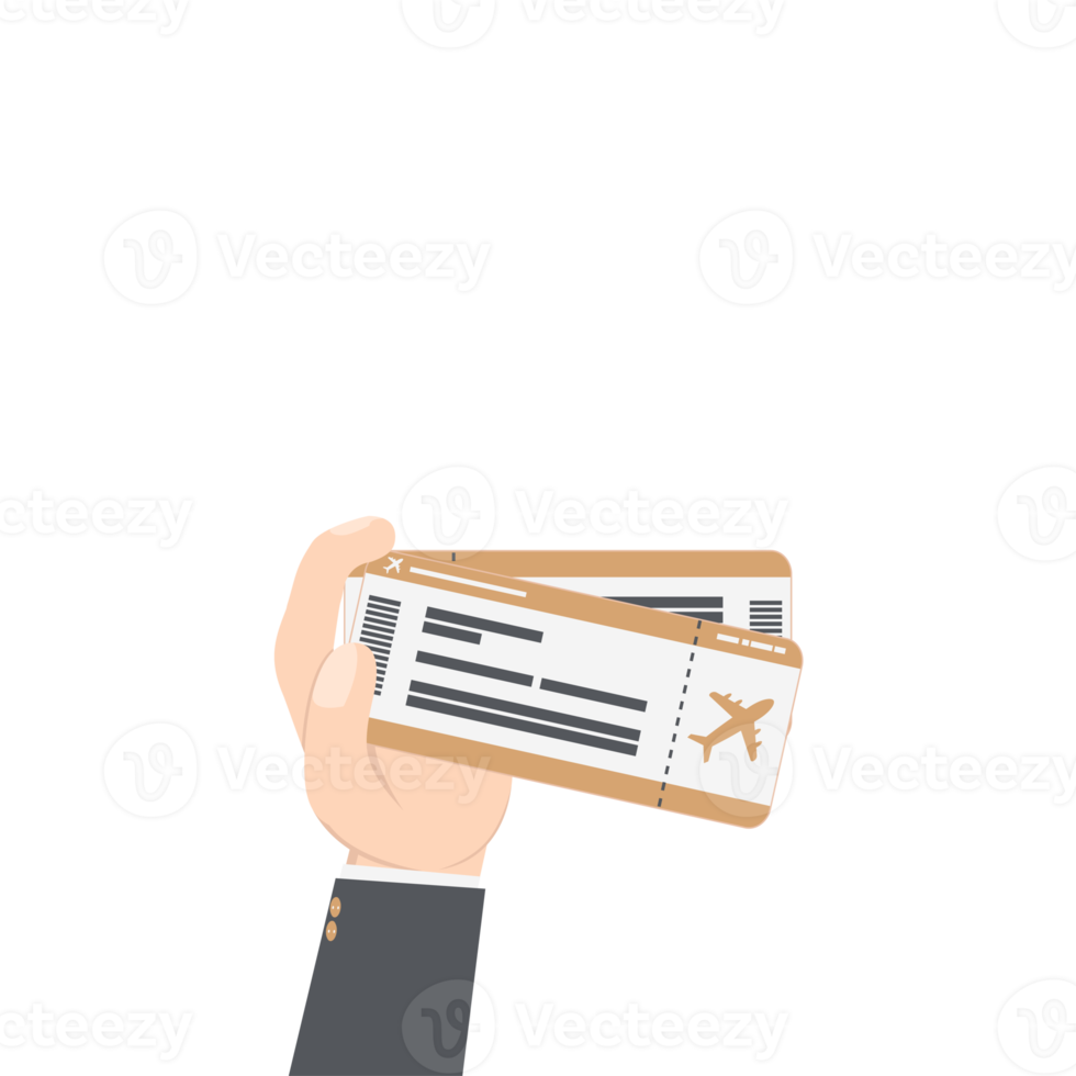 hand holding airplane ticket and passport png