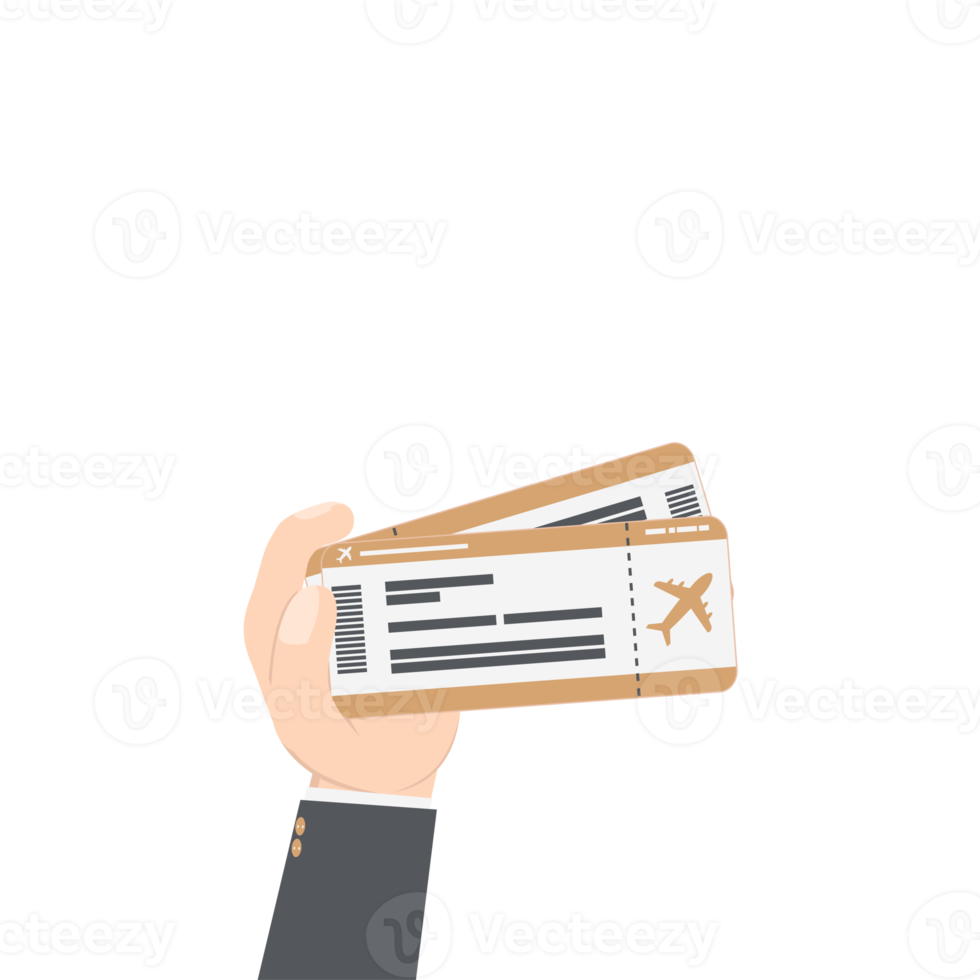 hand holding airplane ticket and passport png