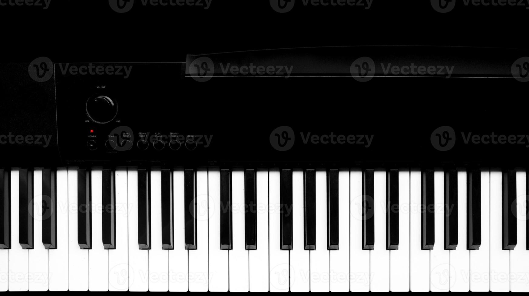 Electric piano keyboard black and white art top view photo