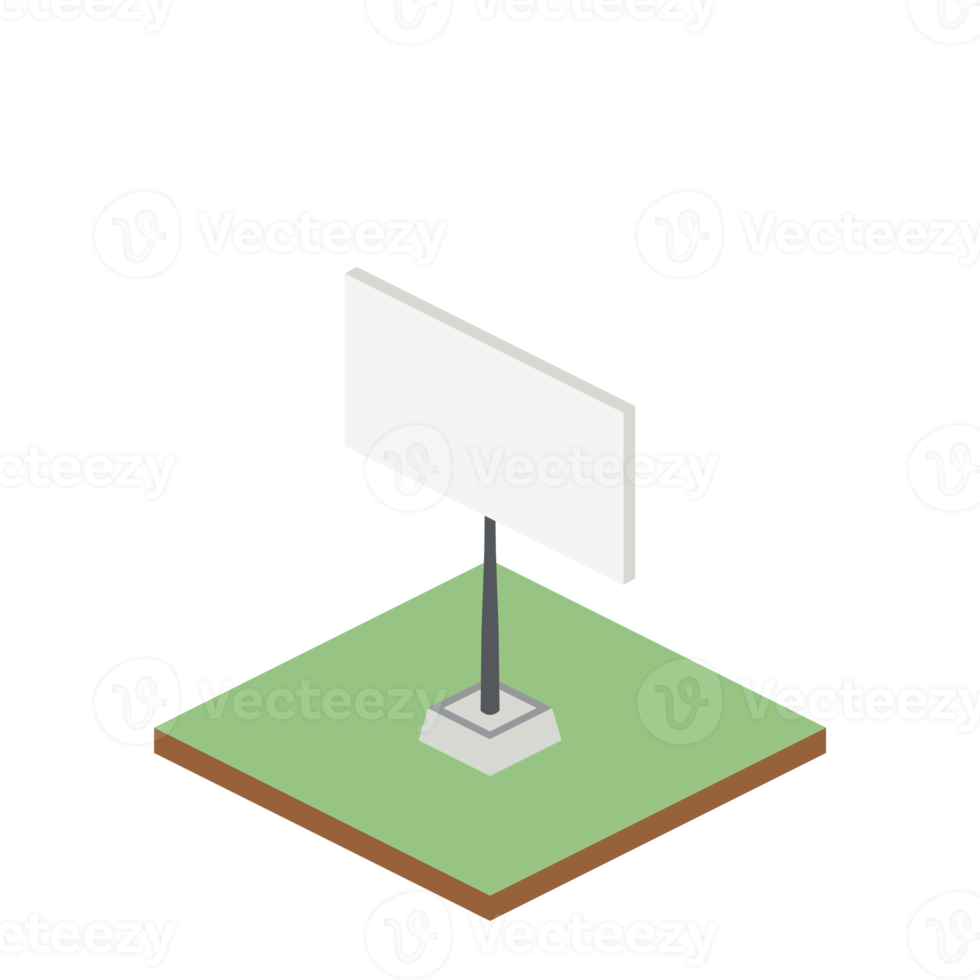 isometric plain white advertising billboard 3d universal scenary collection set png