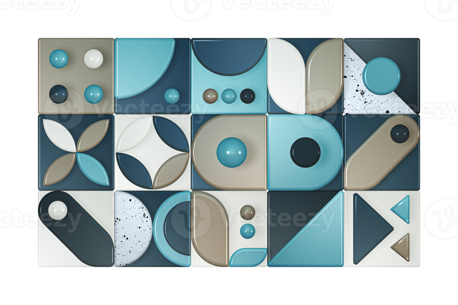 Abstract 3d illustration of geometric mosaic shapes decorative transparent pattern design in minimalist style png
