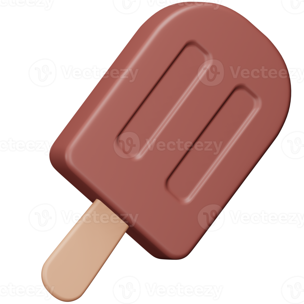 Chocolate ice cream stick 3d rendering isometric icon. png