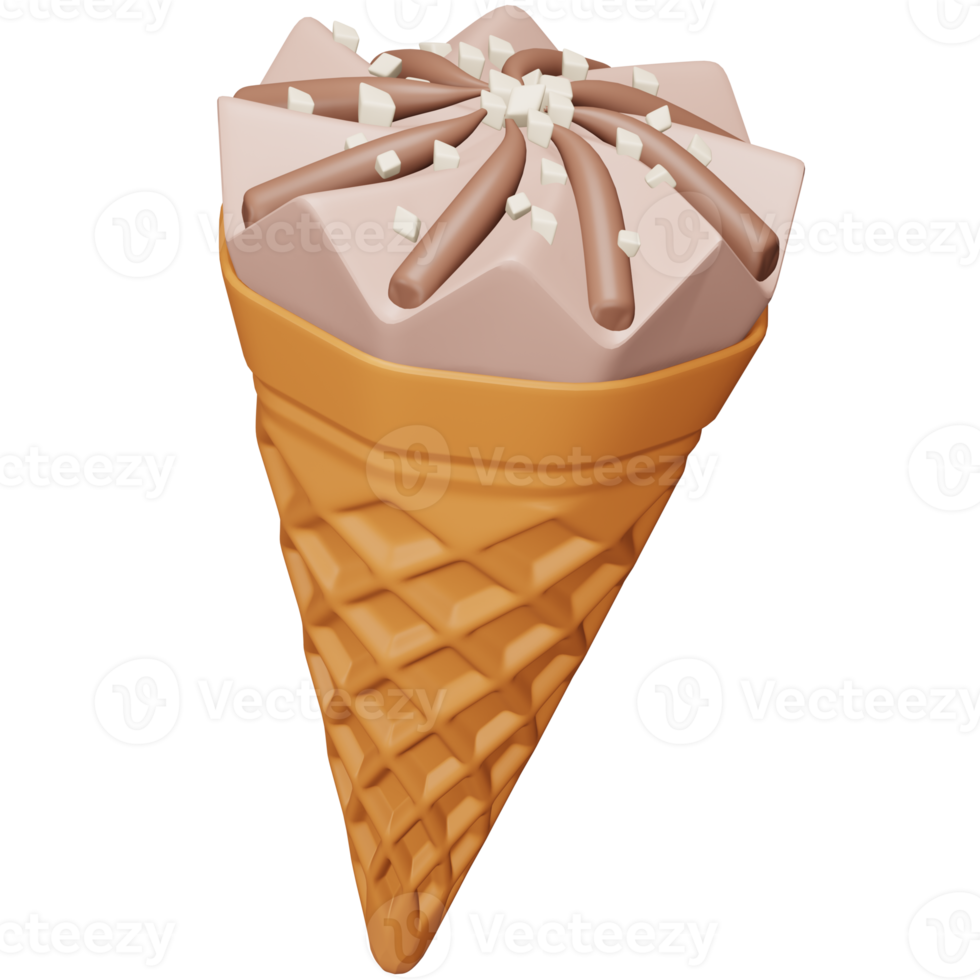 Chocolate ice cream cone 3d rendering isometric icon. 16326162 PNG