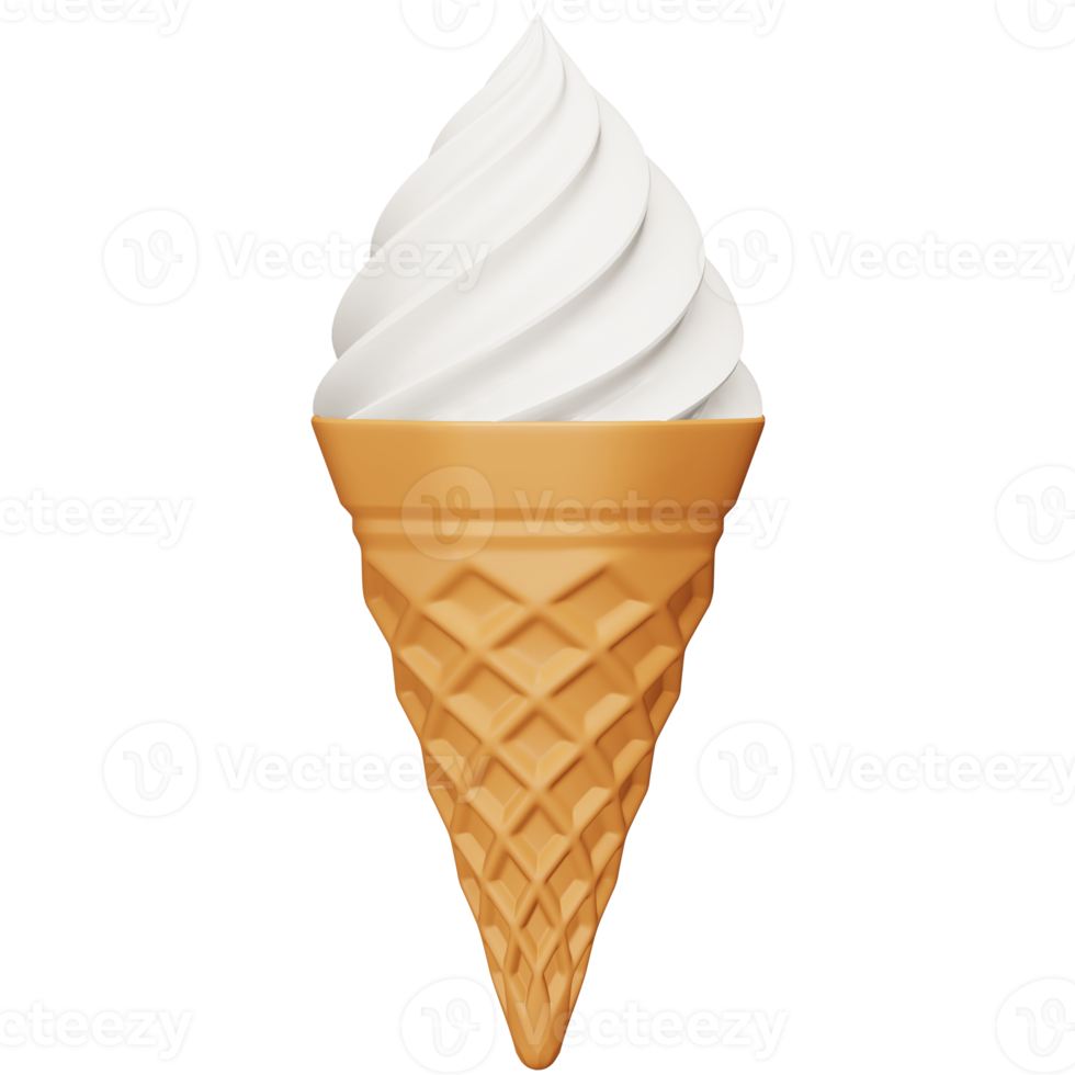 Ice cream cone 3d rendering isometric icon. png