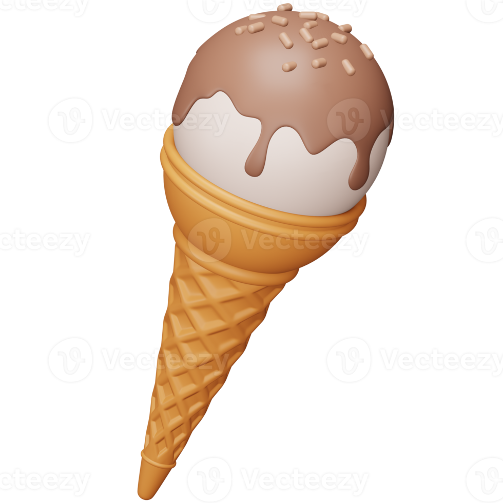 Chocolate ice cream cone 3d rendering isometric icon. 16326181 PNG