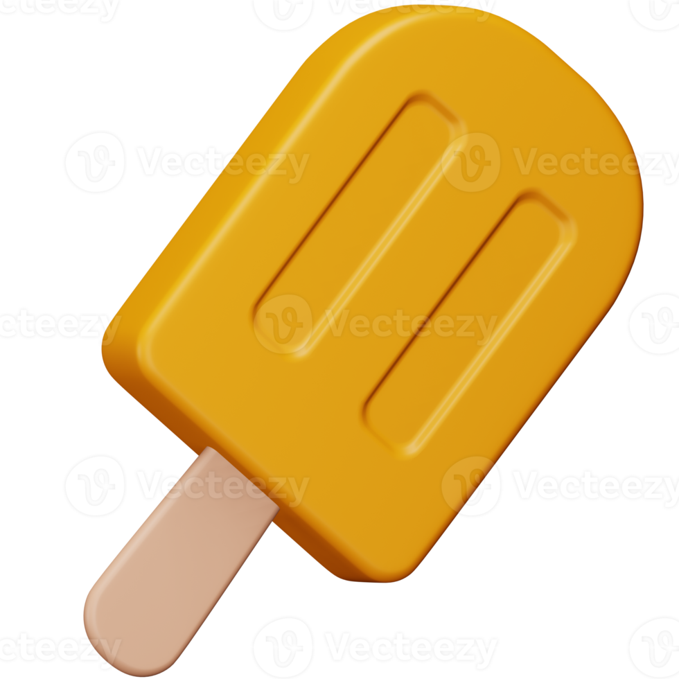 Mango ice cream stick 3d rendering isometric icon. png