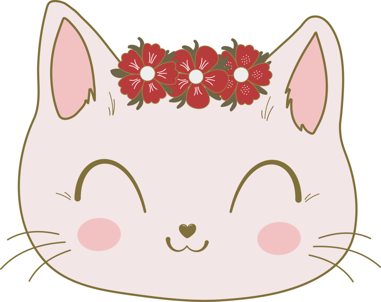 botanique fleurs floraux mignon minou chat png