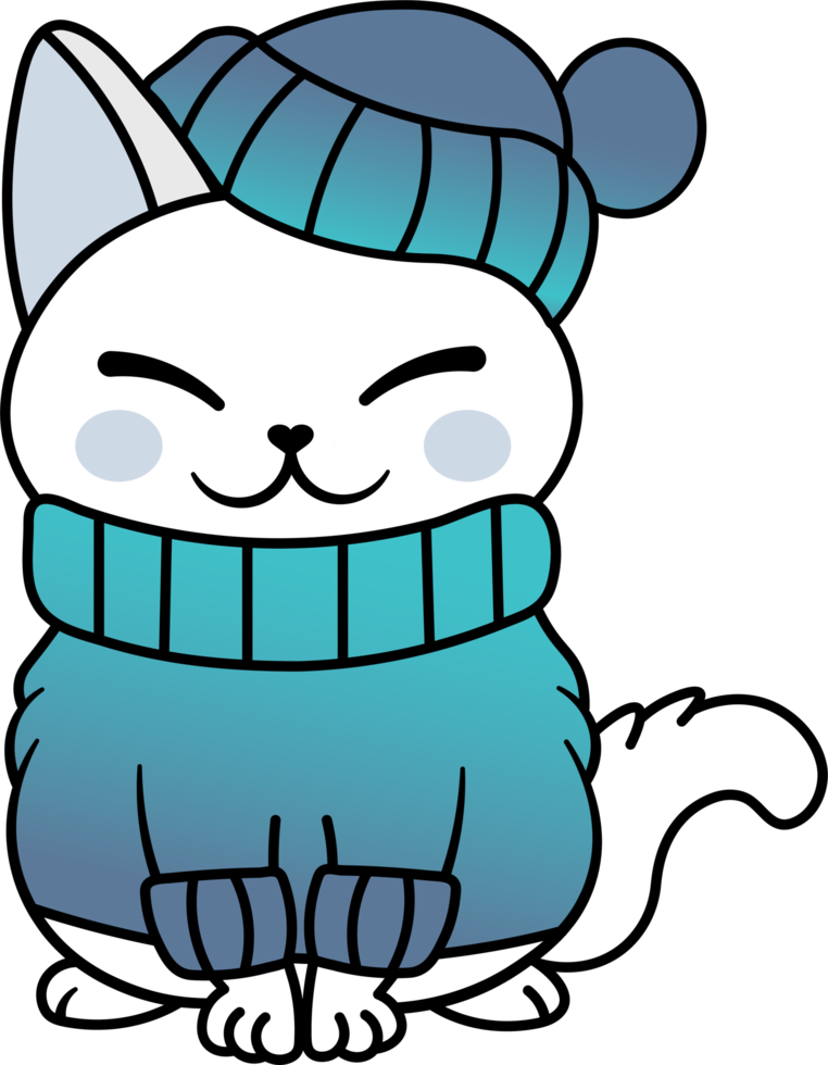 carino accogliente colorato neve inverno gatto gattino png