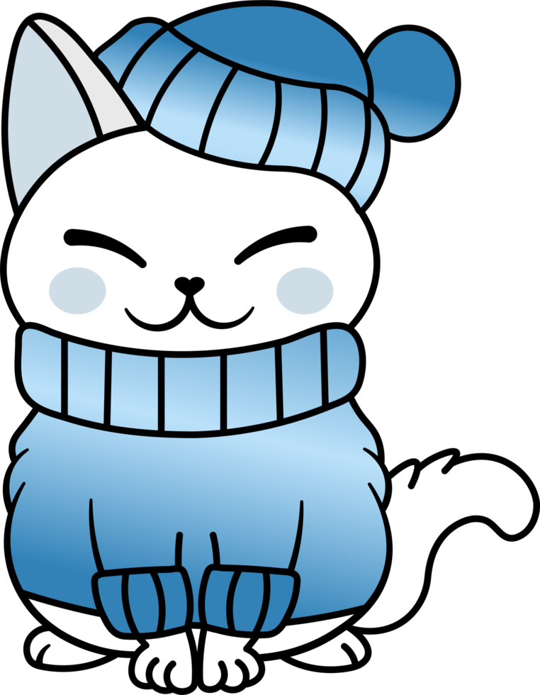 Cute Cozy Colorful Snow Winter Cat Kitty png