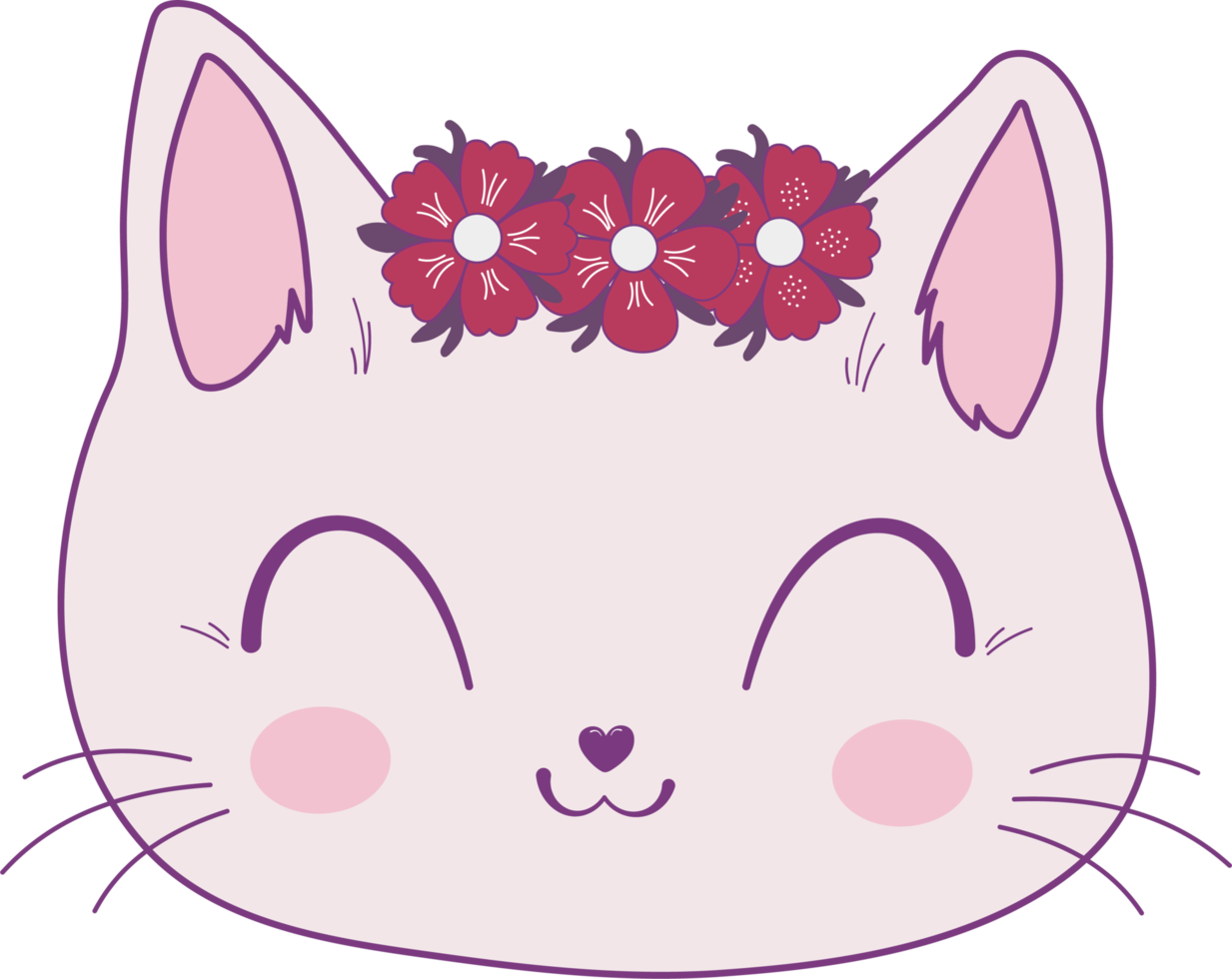 Botanical Flowers Floral Cute Kitty Cat 16326369 PNG