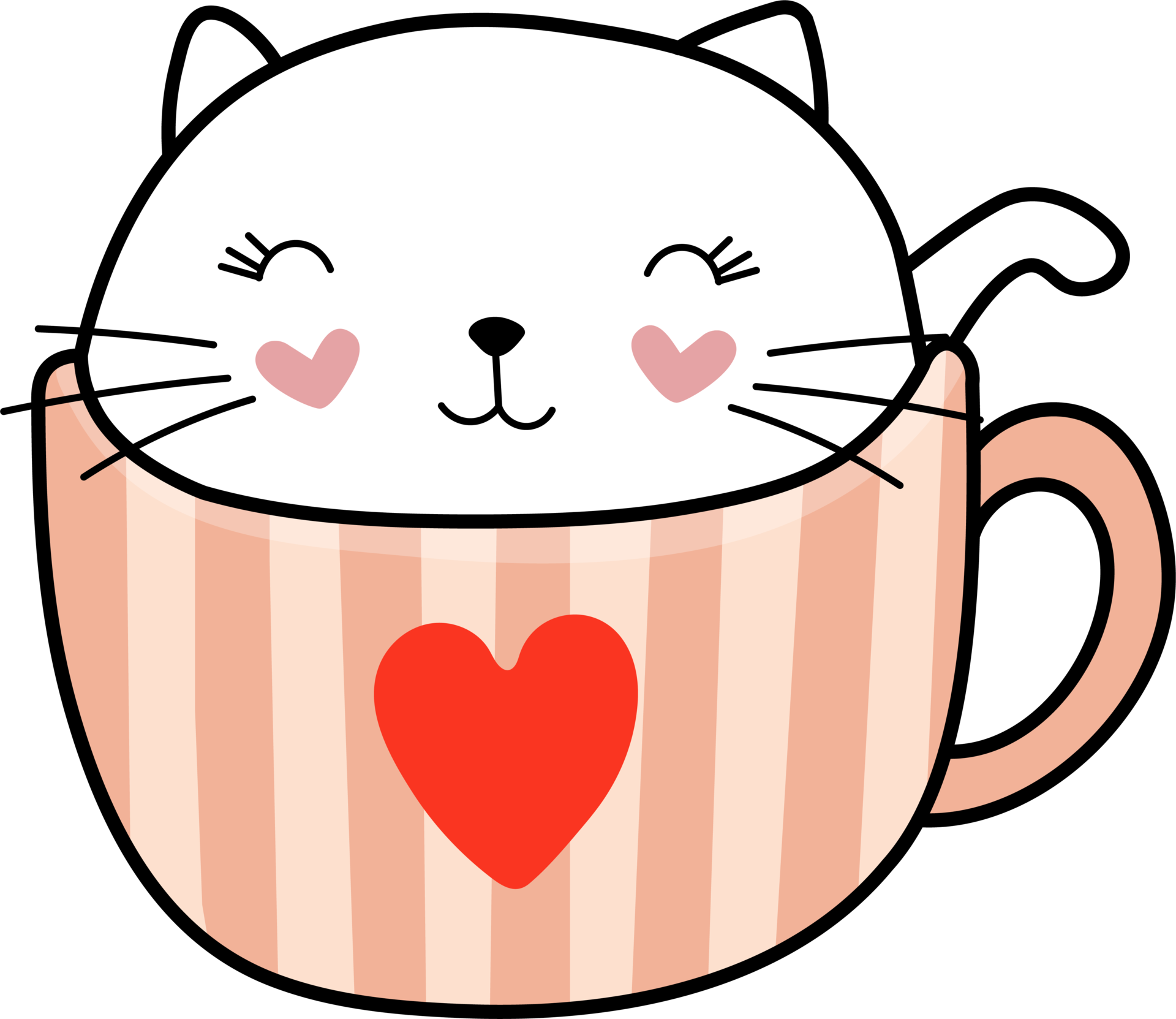 Colorful Cute Heart Cat in a Coffee Cup 16326389 PNG