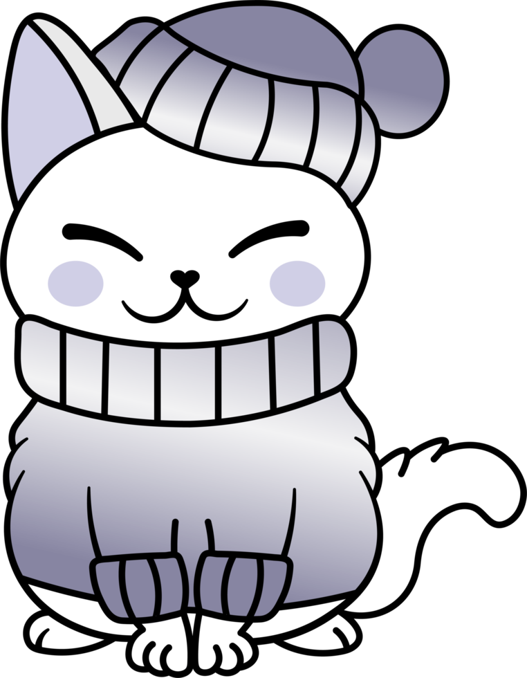 Cute Cozy Colorful Snow Winter Cat Kitty png