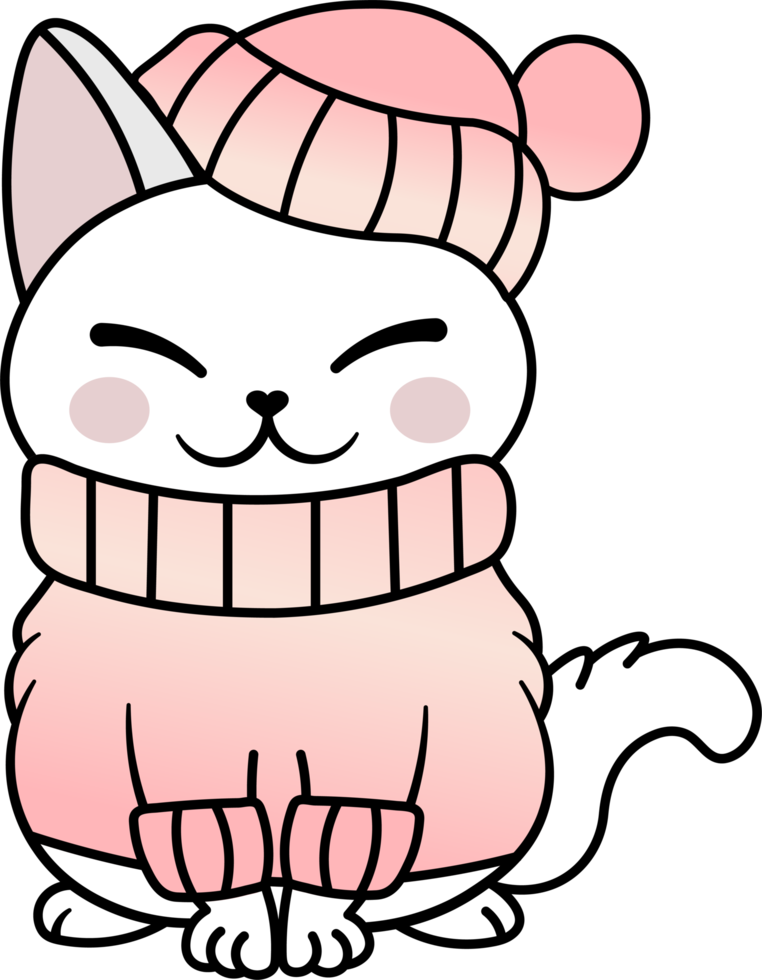 Cute Cozy Colorful Snow Winter Cat Kitty png