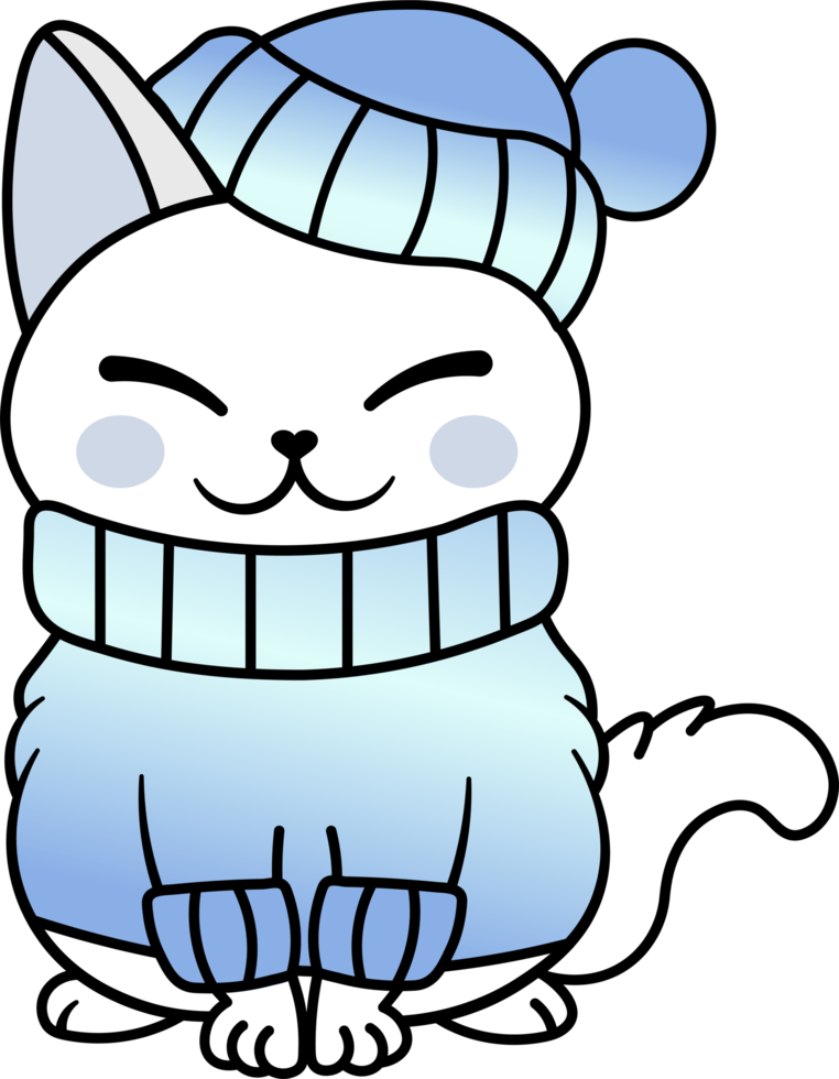 lindo acogedor colorido nieve invierno gato gatito png