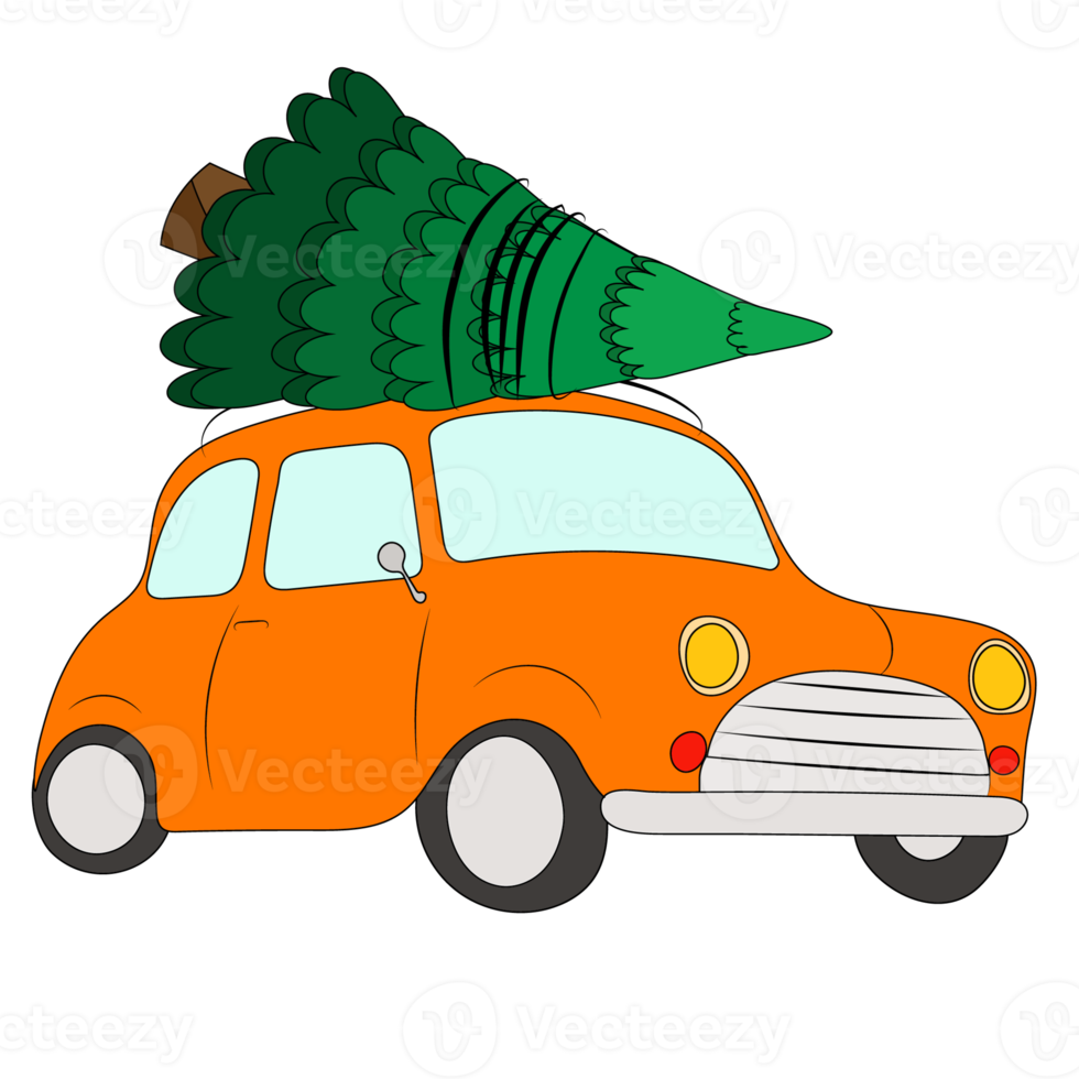Car with christmas tree png